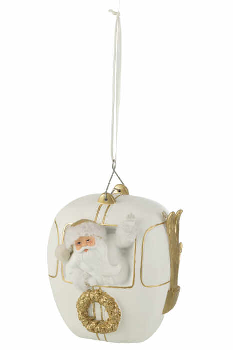 Decoratiune Snowcabin Santa Claus, Rasina, Alb, 18x15.5x23 cm