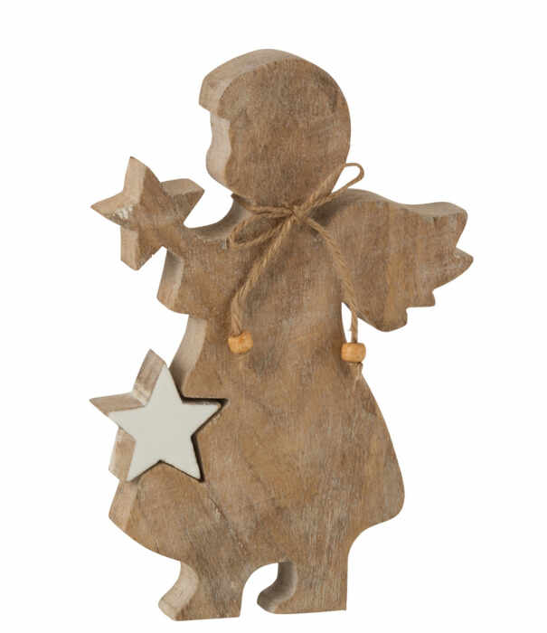 Figurina Angel Star, Lemn, Natural, 15x2.5x23 cm