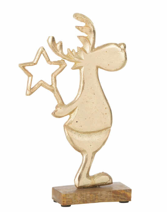 Figurina Deer Stars On Base, Aluminiu, Argintiu, 16.5x5x26 cm