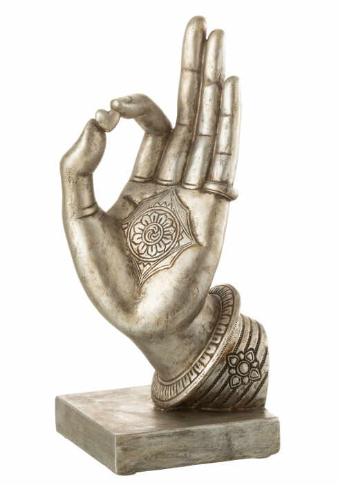 Figurina Hand Zen, Rasina, Argintiu, 14x14x30 cm