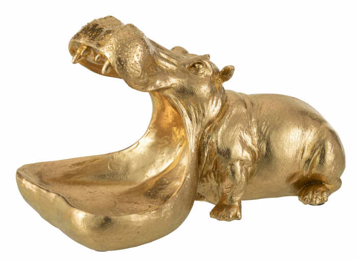 Figurina Hippo, Rasina, Auriu, 26x14x17.5 cm