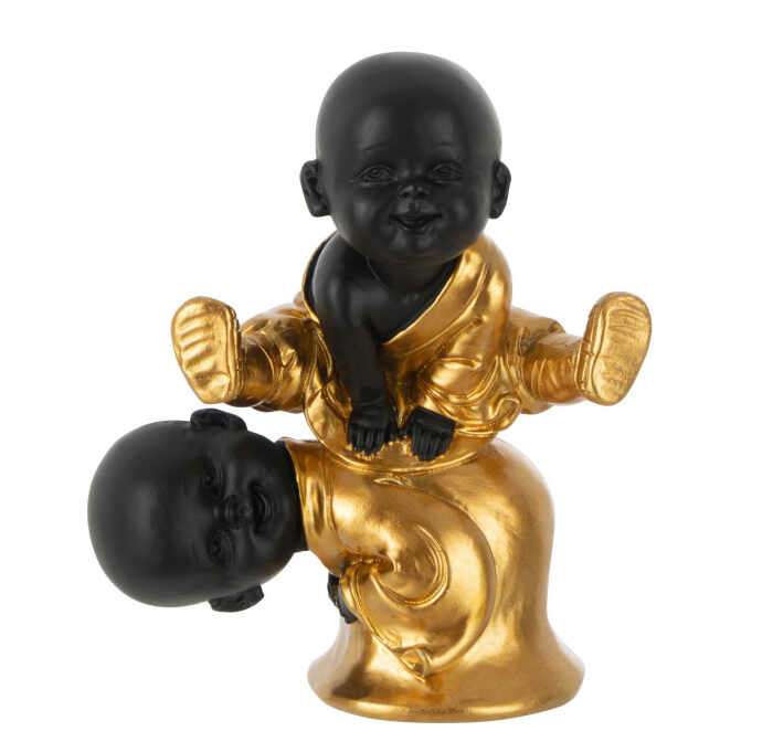 Figurina Monk Jumping, Rasina, Negru, 12.5x7x15 cm