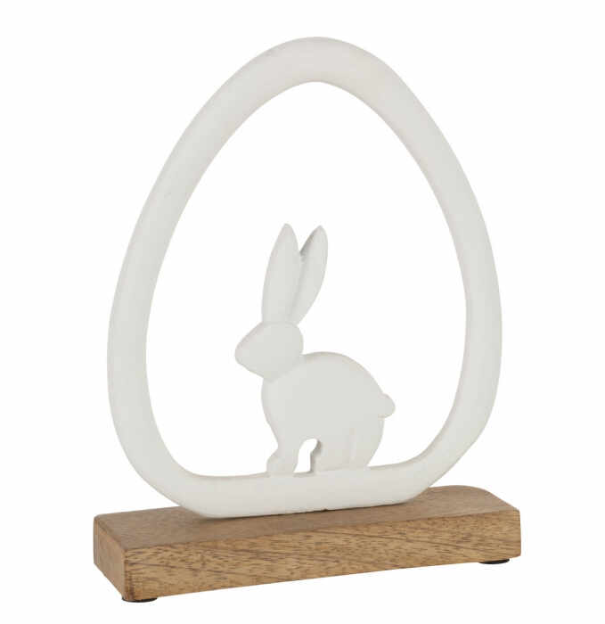 Figurina Rabbit Egg, Aluminiu, Alb Natural, 19.5x3.5x29.5 cm