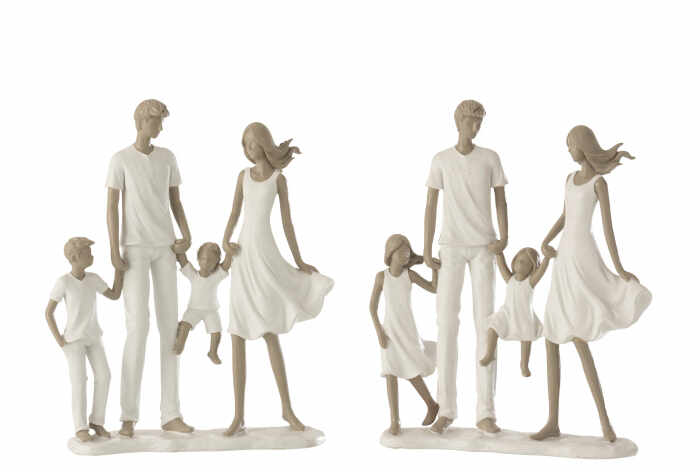 Set 2 figurine Couple With 2 Children, Rasina, Alb, 20.5x6.5x24.5 cm