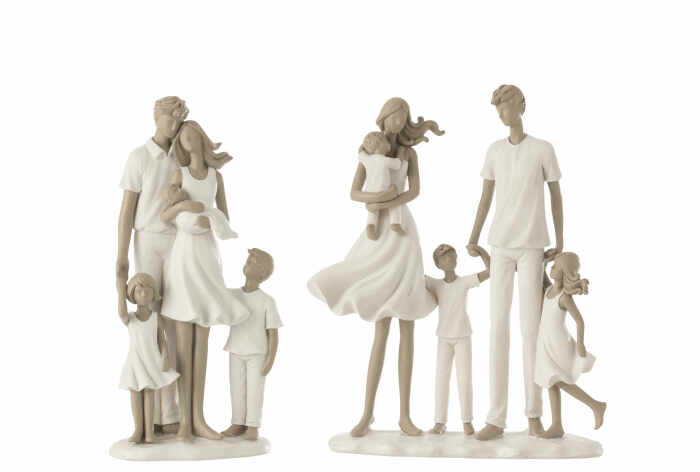 Set 2 figurine Couple With 3 Children, Rasina, Alb, 21x8.5x24.5 cm
