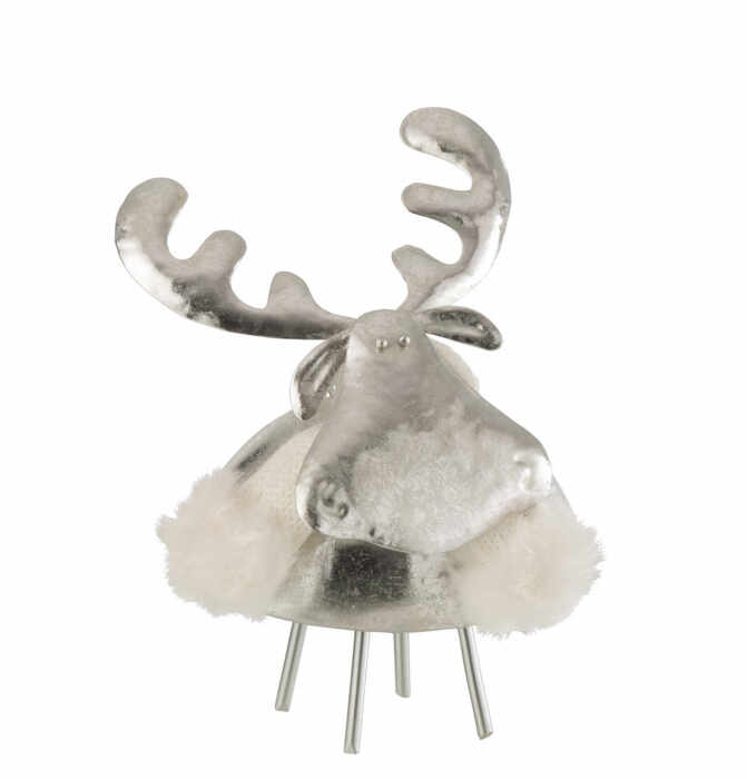 Set 2 figurine Deer, Metal, Argintiu, 11.5x11.5x12.5 cm