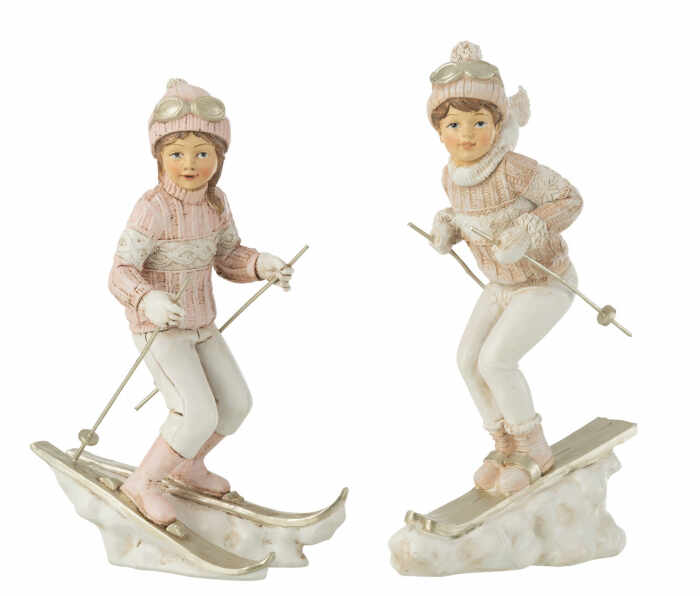 Set 2 figurine Girl And Boy Skiing, Rasina, Multicolor, 13.5x8x16 cm