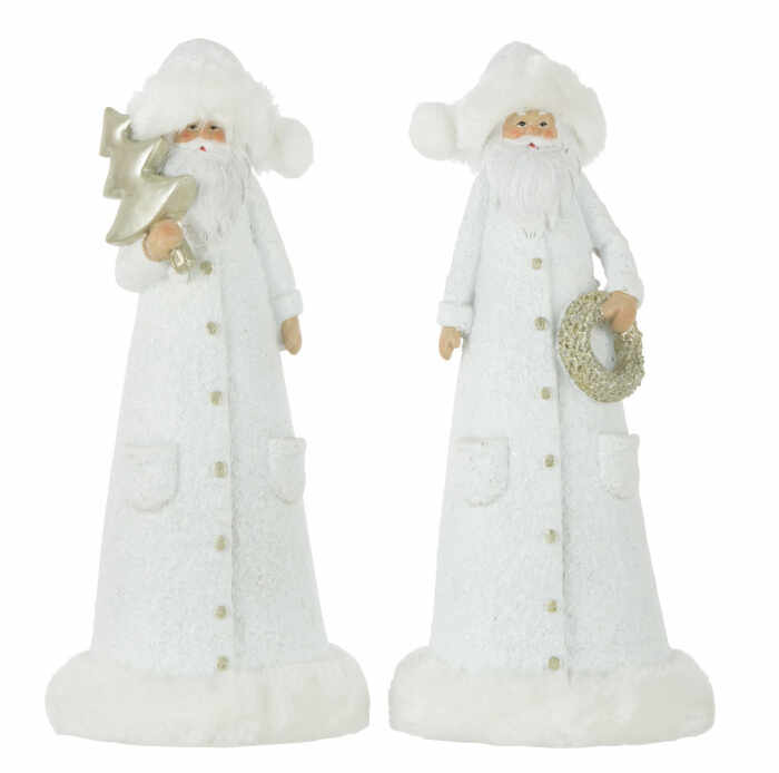 Set 2 figurine Santa Claus, Rasina, Alb, 10x10x24 cm