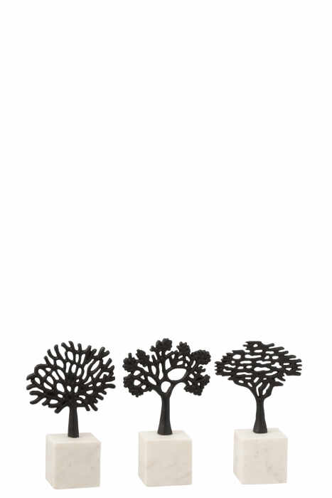 Set 3 decoratiuni Tree, Aluminiu, Negru, 14x7x23