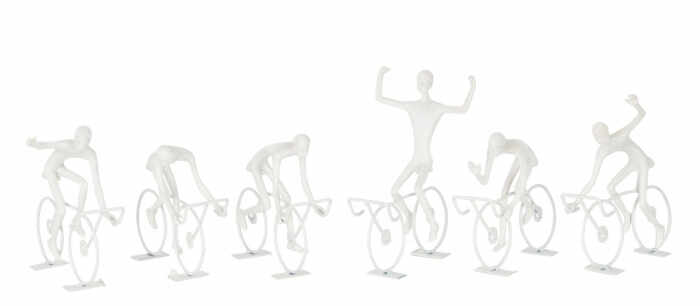 Set 6 figurine Cyclists, Rasina, Alb, 12x12x14 cm