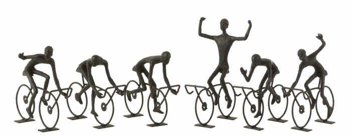 Set 6 figurine Cyclists, Rasina, Negru, 15x15x18 cm
