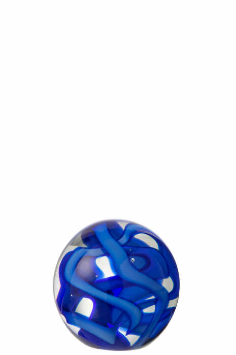 Decoratiune paperweight, Sticla, Albastru, 8x8x8