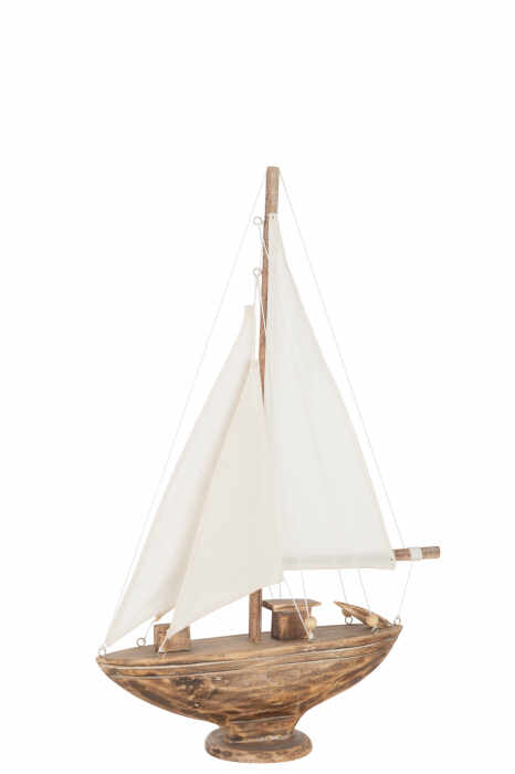 Decoratiune sailboat, Lemn, Natural, 29x3x43