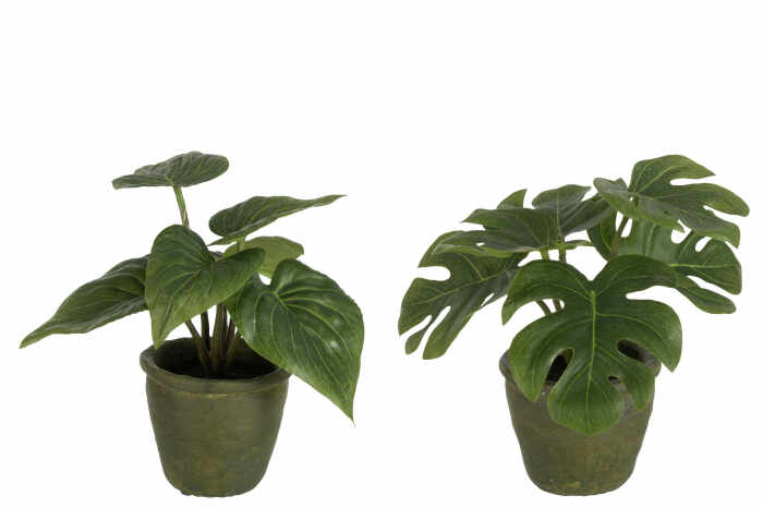 Set 2 plante artificiale, Material sintetic, Verde, 20x20x18