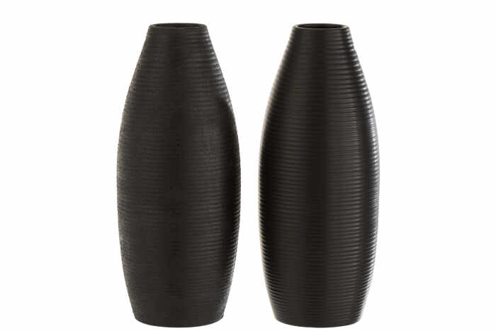 Set 2 vaze, Ceramica, Negru, 12x12x28