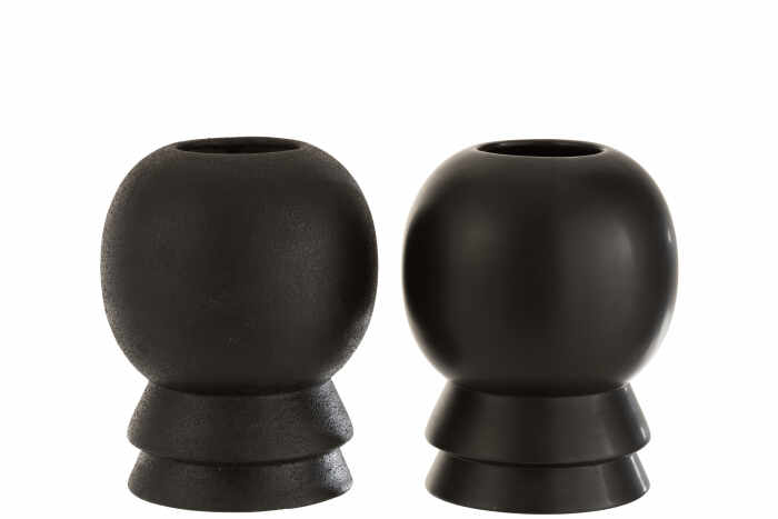 Set 2 vaze, Ceramica, Negru, 16.5x16.5x20