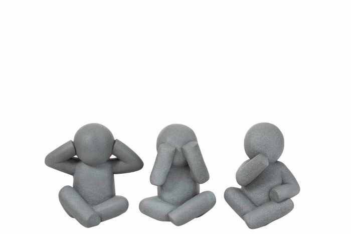 Set 3 figurine, Ciment, Gri, 42x26x42