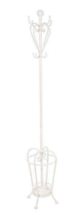 Cuier Emily cu suport pentru umbrele, Metal, Alb, 28x28x184 cm