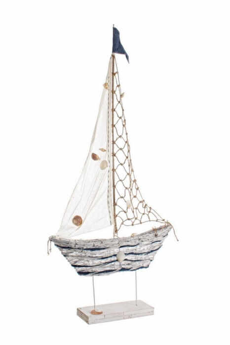 Decoratiune barca Sailor, Metal, Gri, 62x17x138 cm