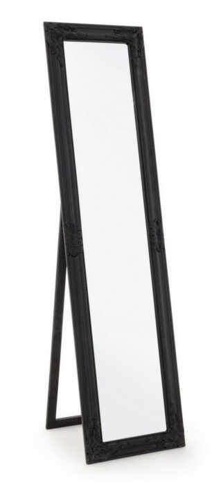 Oglinda cu suport Miro, Lemn Sticla, Negru, 40x4x160 cm