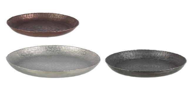 Set de 3 tavi Graceful, Aluminiu, Bronz Argintiu Negru, 35 40 45x4 4.5 5 cm