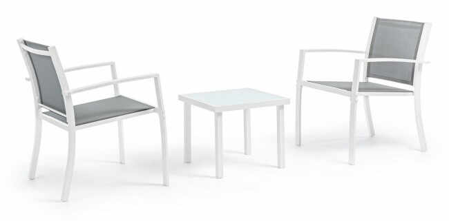 Set masa cu scaune AURI, metal, alb, 58x58x75cm;45x45x38cm