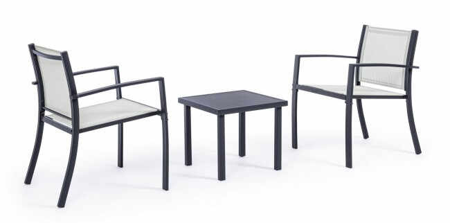Set masa si scaune AURI, metal, negru, 58x58x75cm;45x45x38cm