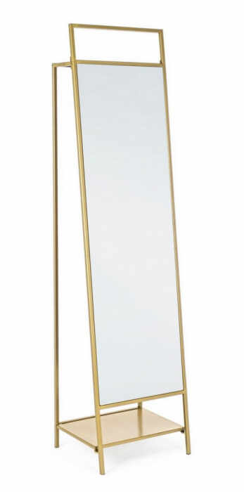 Oglinda cu suport Ekbal, Otel Sticla, Auriu, 46x39x181.5 cm