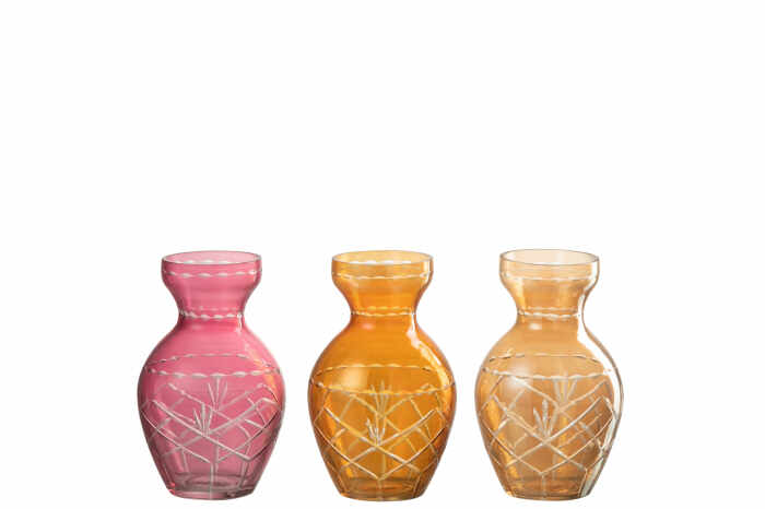 Set 3 vaze, Sticla, Multicolor, 8.5x8.5x14.5