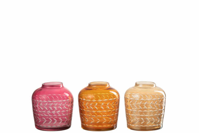 Set 3 vaze, Sticla, Multicolor, 9x9x11