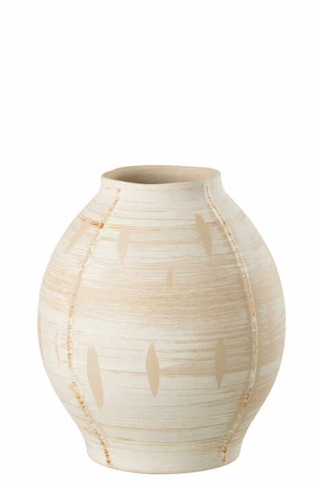 Vaza, Ceramica, Bej, 24.5x24.5x28.5