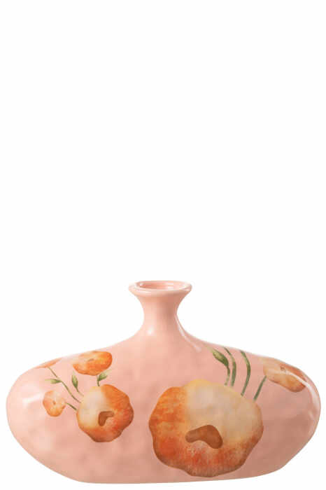 Vaza, Ceramica, Roz, 25x9x15