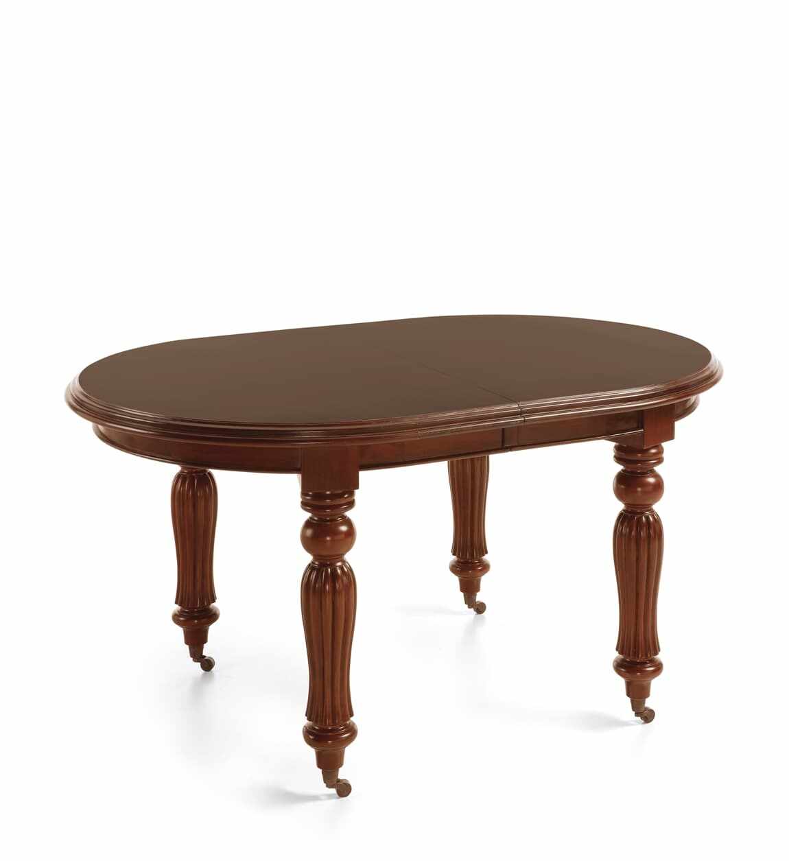 Masa din lemn extensibila cu rotile, Vintage Oval Nuc, L160-240xl110xH80 cm