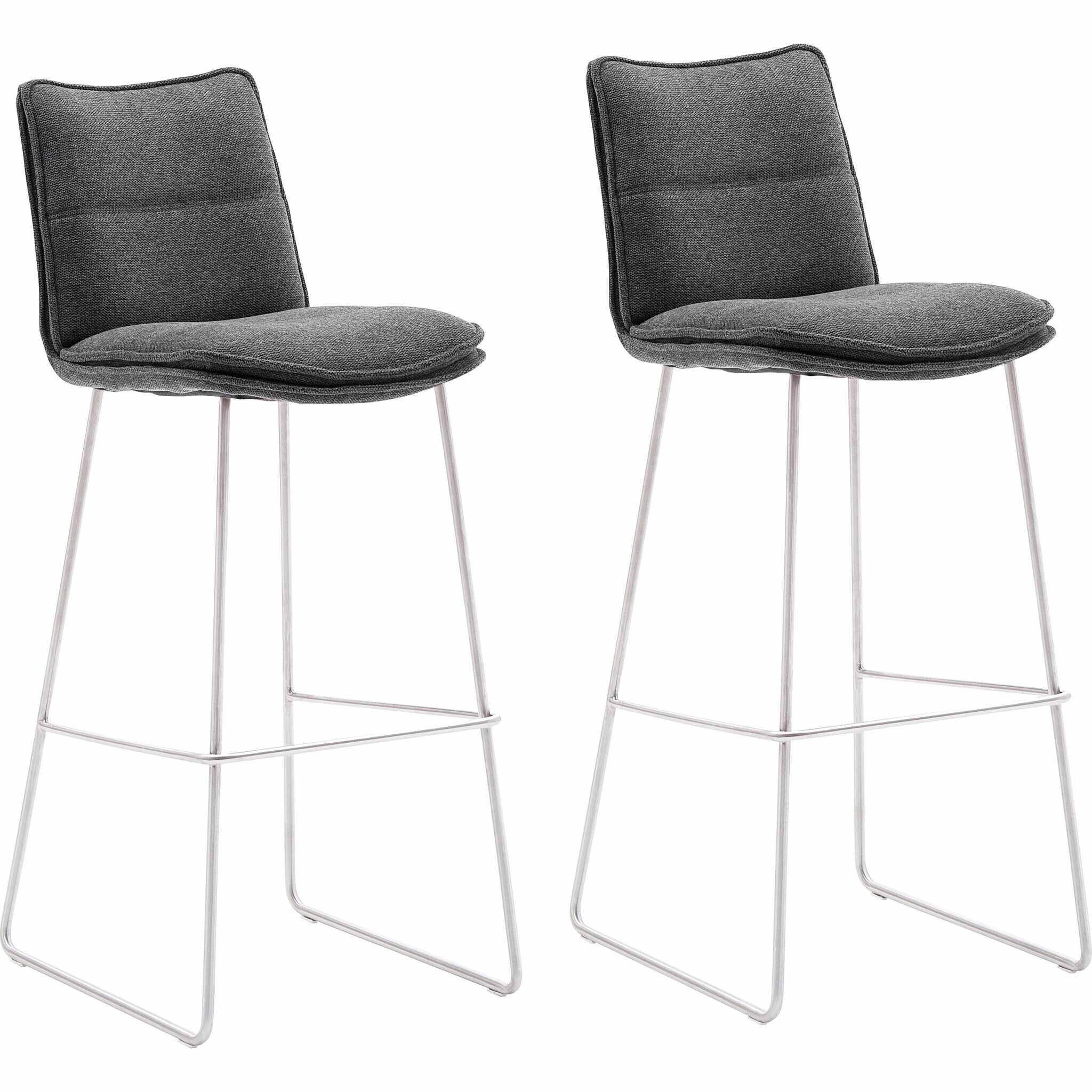 Set 2 scaune de bar rotative tapitate cu stofa si picioare metalice, Hampton Antracit / Crom, l45xA54xH110 cm