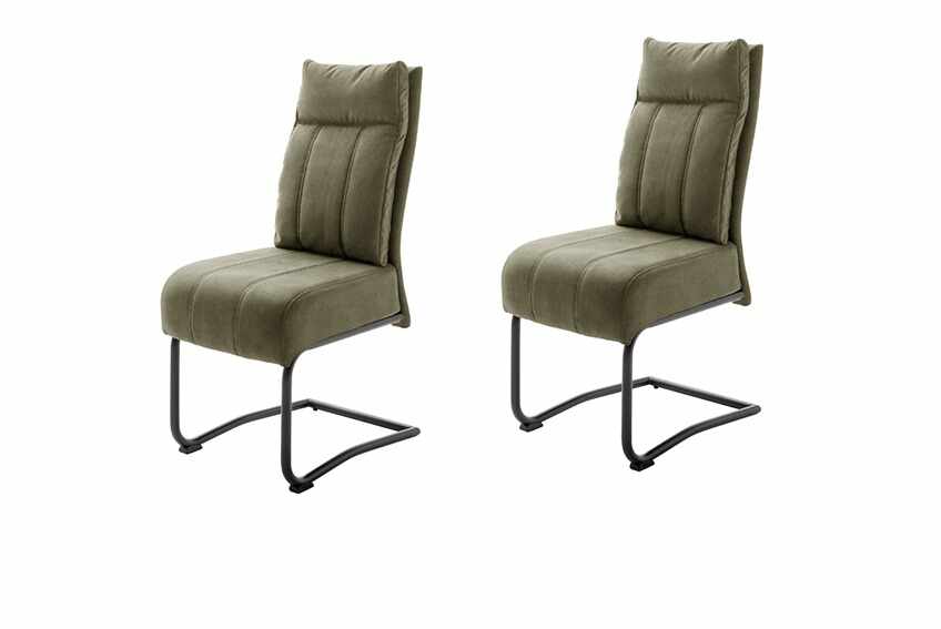 Set 2 scaune tapitate cu stofa, cu picioare metalice Azul Verde Olive / Negru, l45xA65xH101 cm