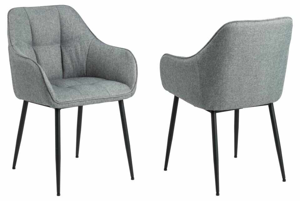 Set 2 scaune tapitate cu stofa si picioare metalice Brenda Gri / Negru, l59xA54,5xH84,5 cm
