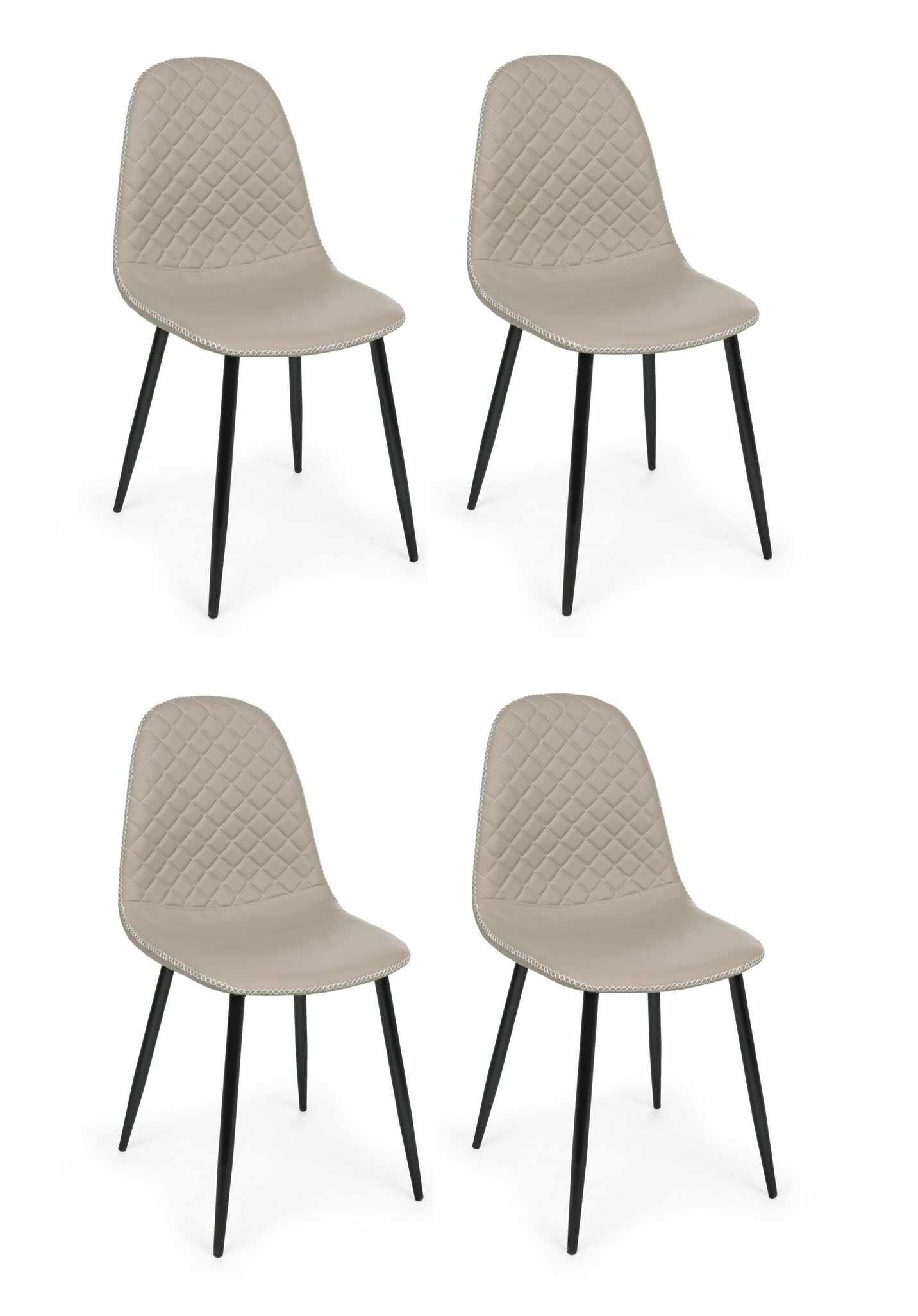 Set 4 scaune tapitate cu piele ecologica si picioare metalice Amanda Grej / Negru, l45xA54xH87 cm