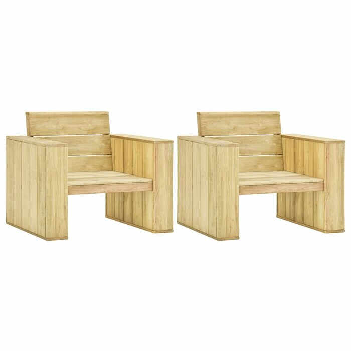 Set de 2 scaune de gradina Jeffers, lemn masiv, 76 x 89 x 76 cm