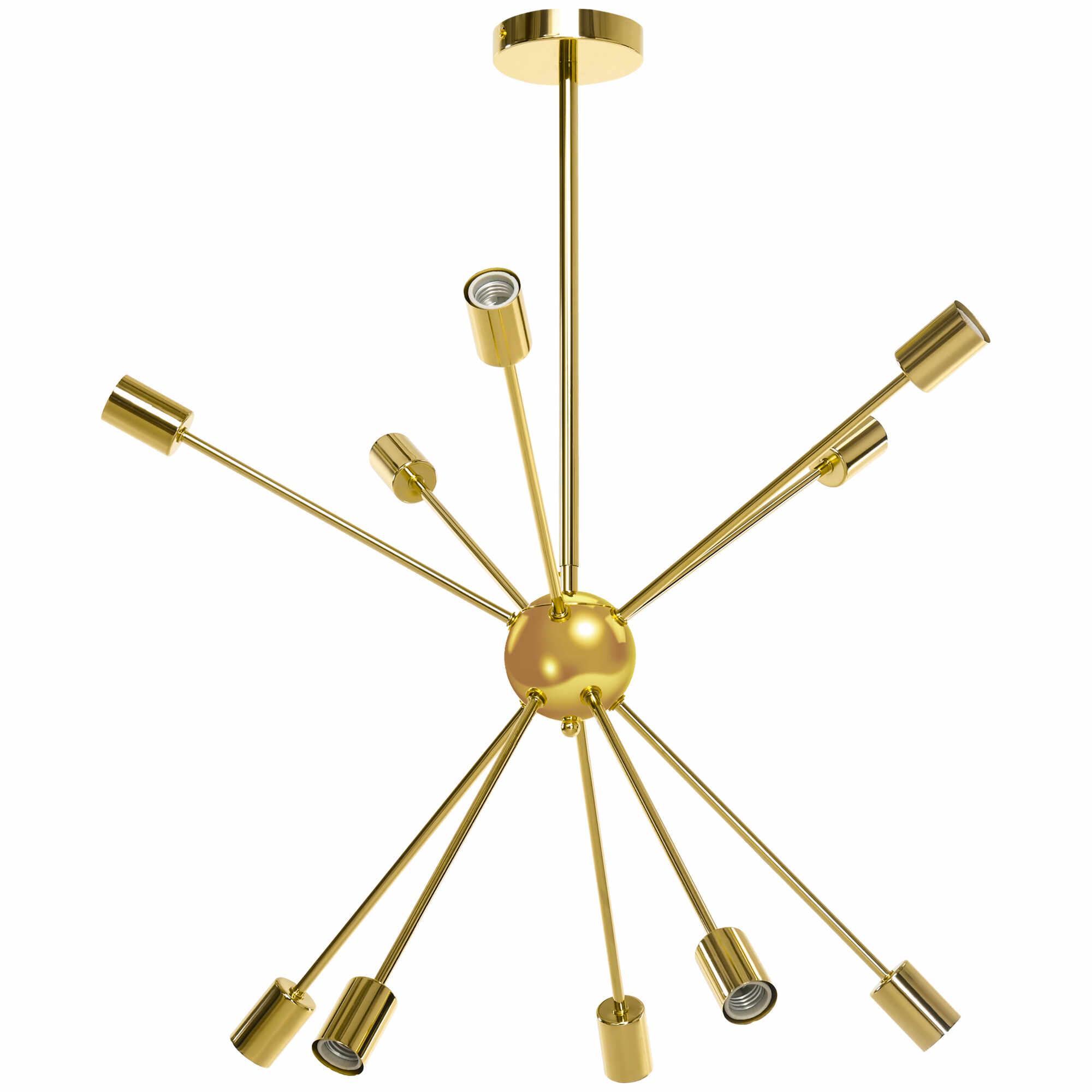 HOMCOM Lampa suspendata din metal auriu in stil Sputnik cu 10 lumini pentru bucatarie, sufragerie si dormitor, 65x65x78,5 cm | AOSOM RO