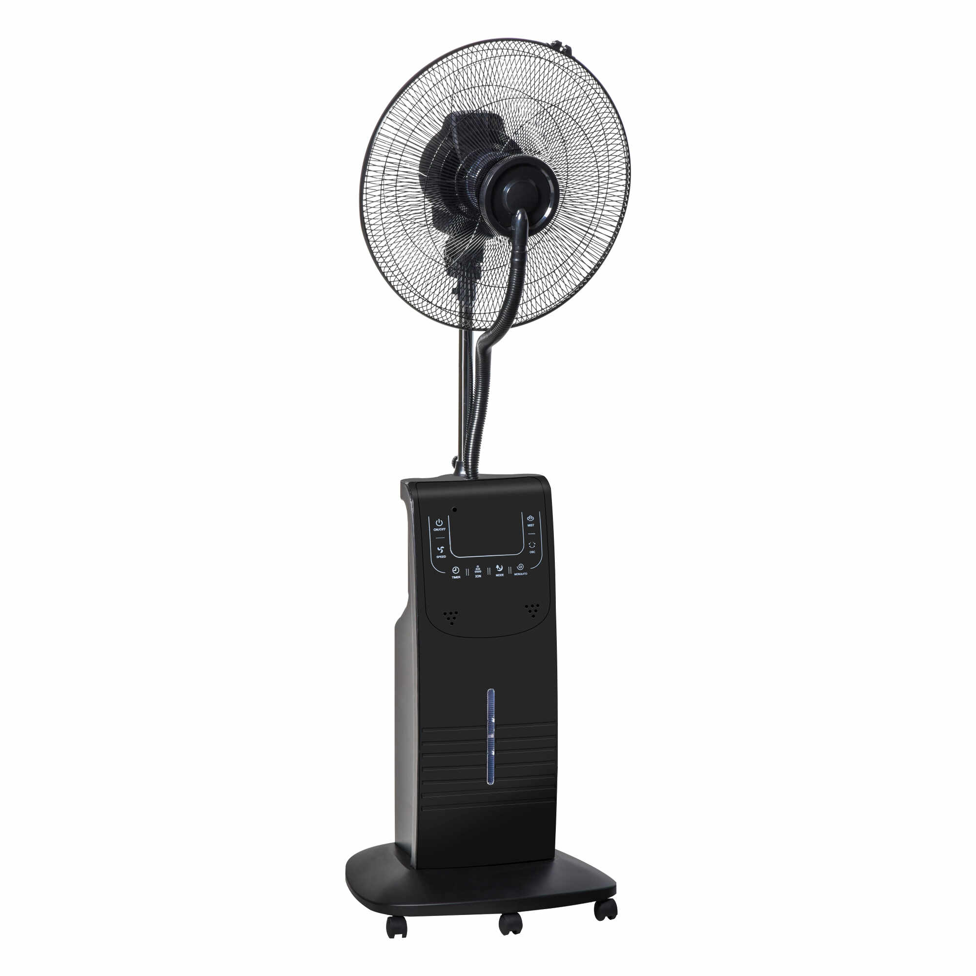HOMCOM Ventilator Nebulizator cu Apa cu Telecomanda Temporizator Oscilatie, 3 Viteze si 3 Functii, Ф44,5x135cm Negru