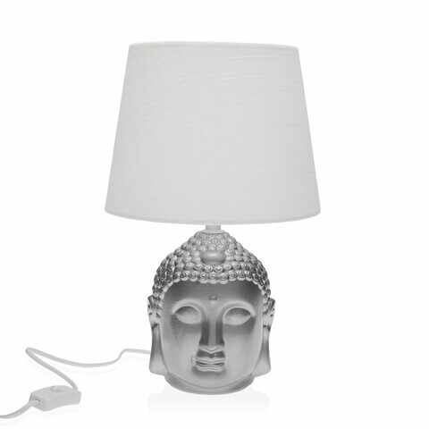 Lampa de masa Buddha, Versa, 21 x 33 cm, 1 x E14, portelan, argintiu