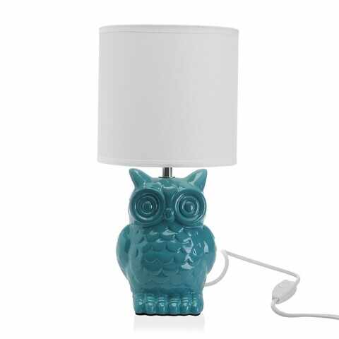 Lampa de masa Owl, Versa, 16 x 16 x 32.5 cm, ceramica, albastru