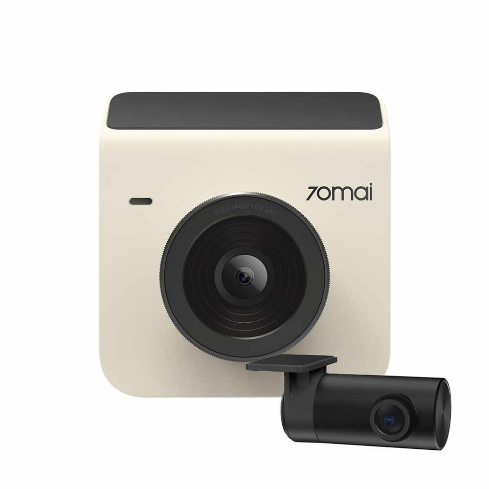 Camera auto fata/spate Xiaomi 70Mai A400-1, 2K, 145 grade, slot card, Night Vision, Ivory
