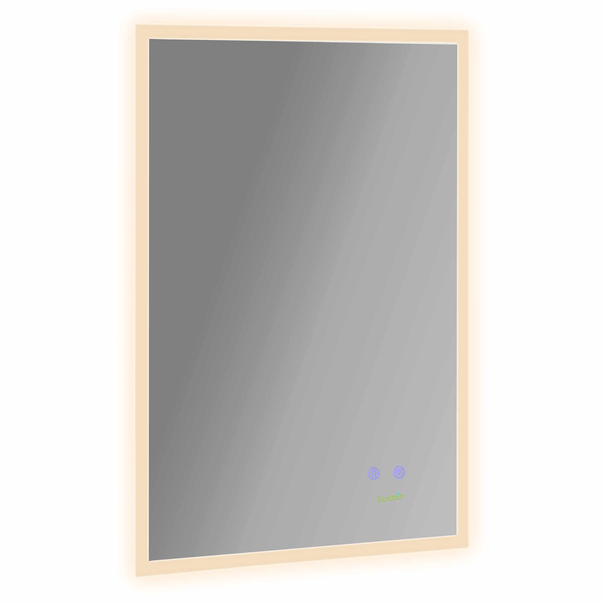 kleankin Oglinda de baie cu LED 70x50 cm, oglinda de cosmetica cu iluminare pentru perete, cu 3 lumini reglabile, Smart Touch, argintiu