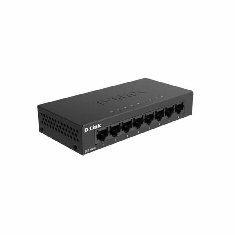 Switch cu 8 porturi Gigabit D-Link DGS-108GL, 16 Gbps, 4.000 MAC, 1.488 Mpps, fara management