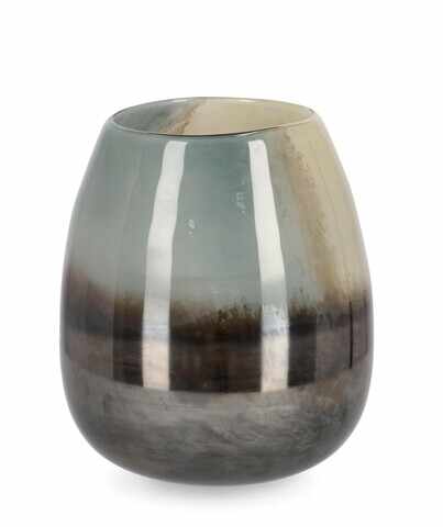 Vaza Mercury, Bizzotto, Ø 23.2 x 26.2 cm, sticla, handmade, maro/gri