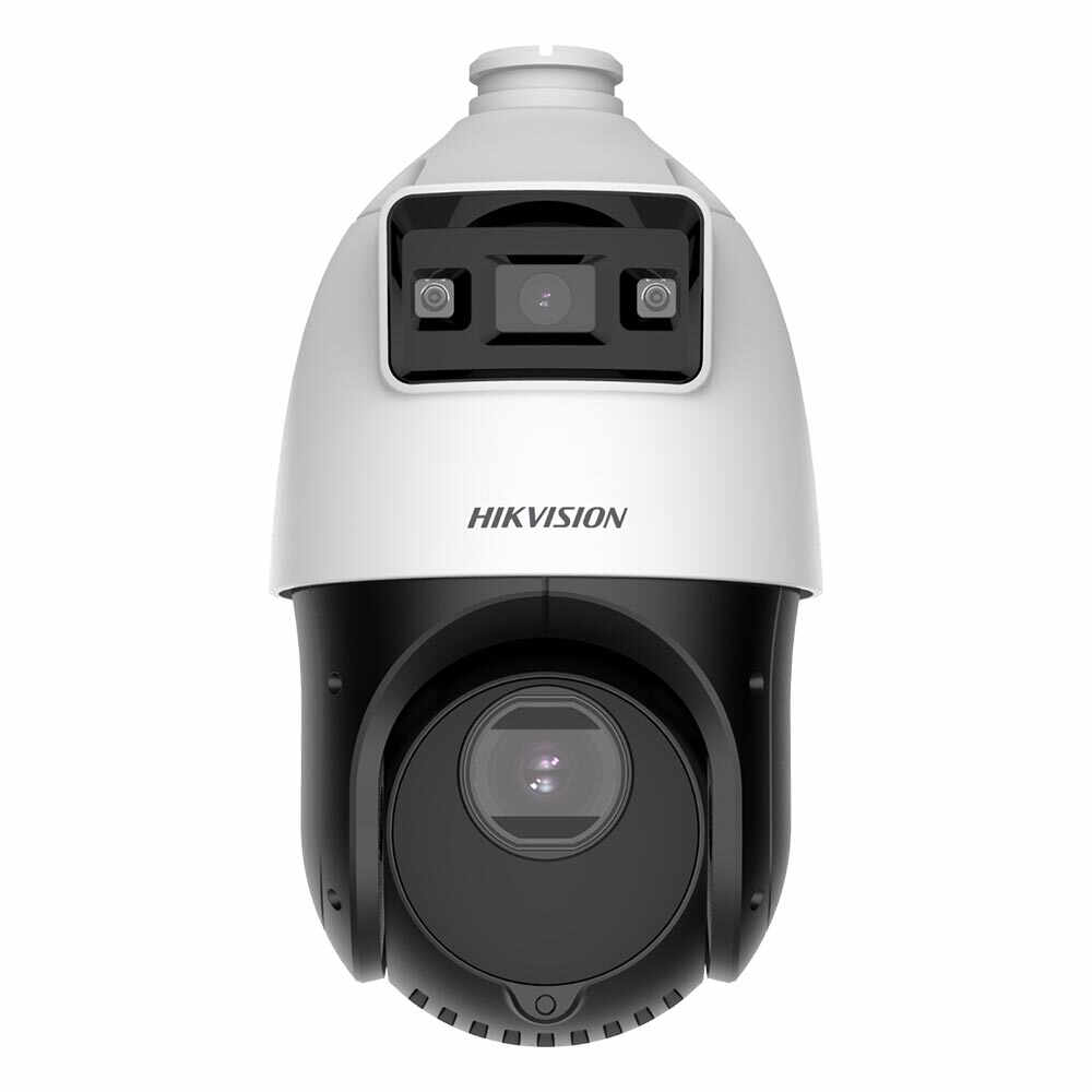 Camera supraveghere IP Speed Dome PTZ Duala Hikvision TandemVu DS-2SE4C415MWG-E14F0, 4 MP, 4.8-72 mm / 2.8 mm, motorizat, IR 100 m, lumina alba 30 m, x15,slot card, PoE+