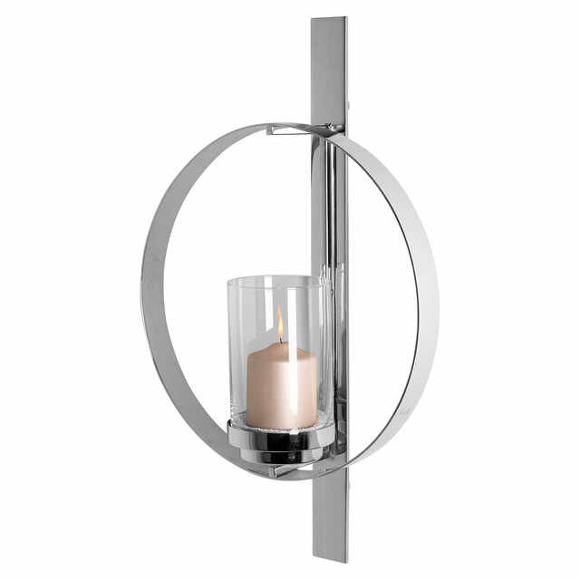 CLARION suport lumanare pentru coloana candle, including sticla, placata cu nichel h.65 cm, l.40 cm