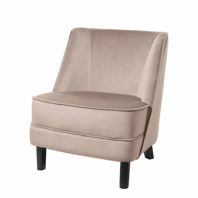 DAVE scaun, velvet, cream, picioare de lemn h.81 cm