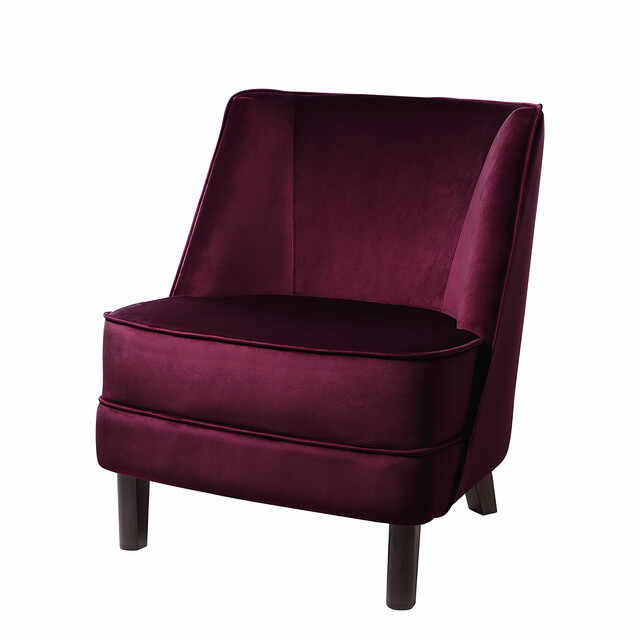 DAVE scaun, velvet, rosu inchis, picioare de lemn h.81 cm
